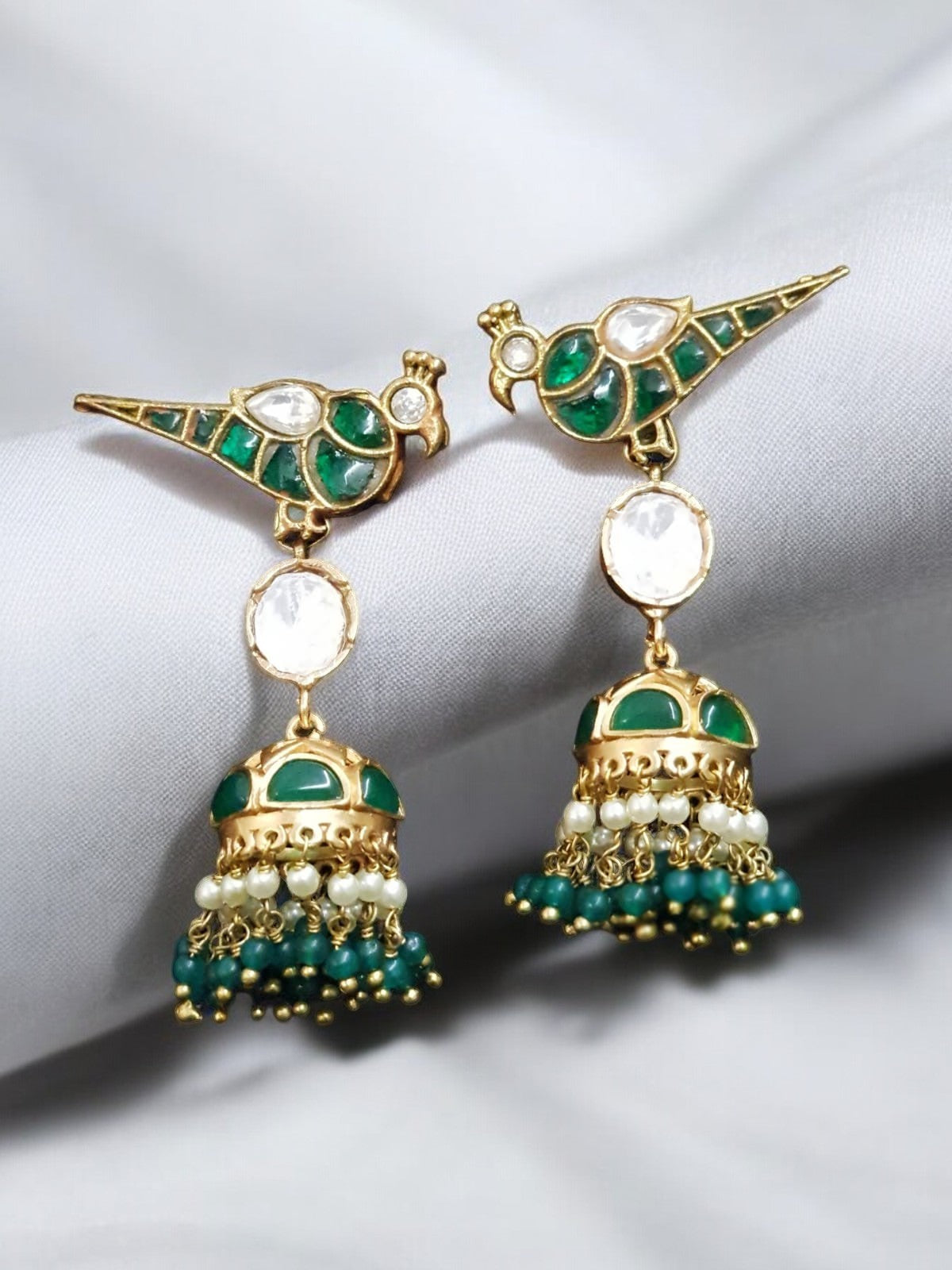 Emerald Bird Jhumkas Vogue