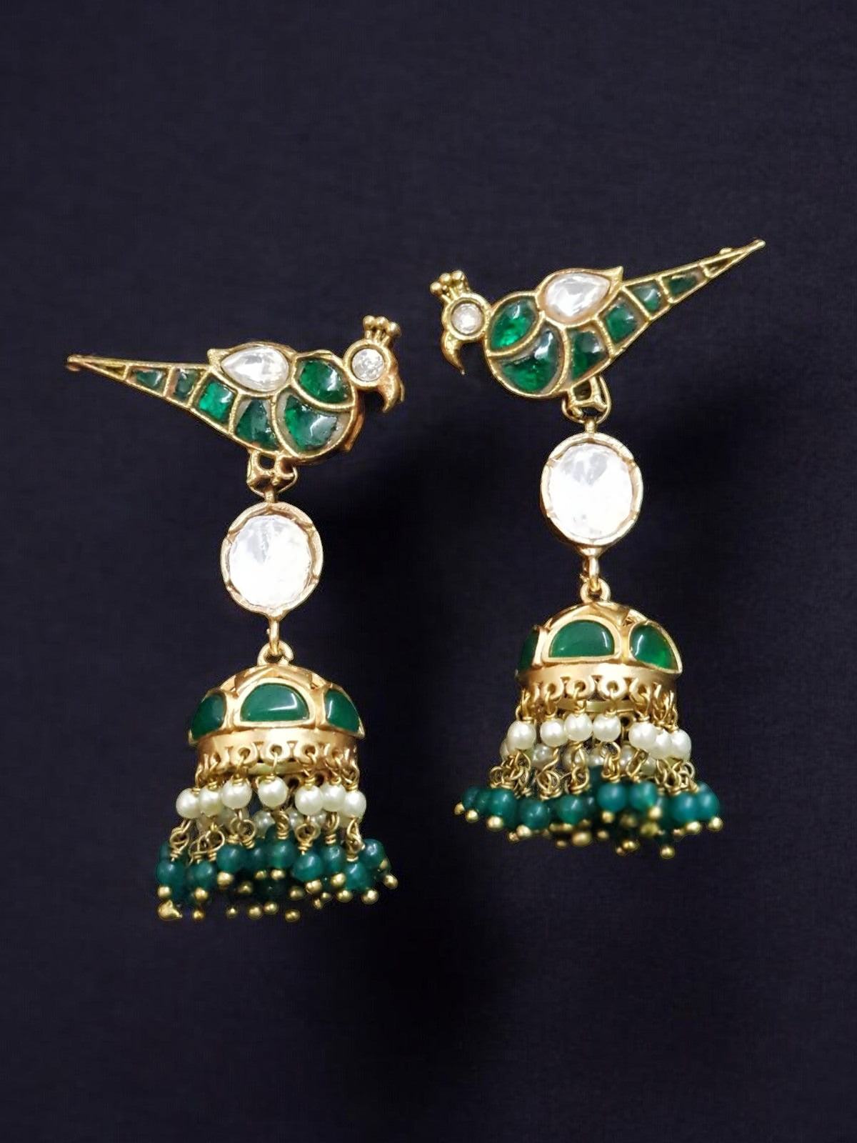 Emerald Bird Jhumkas Vogue