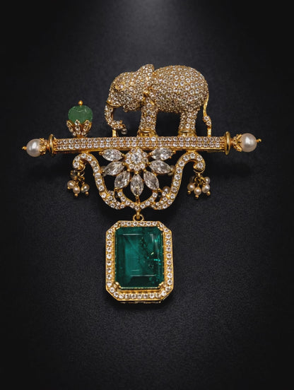 Pure Silver Regal Elephant Brooch