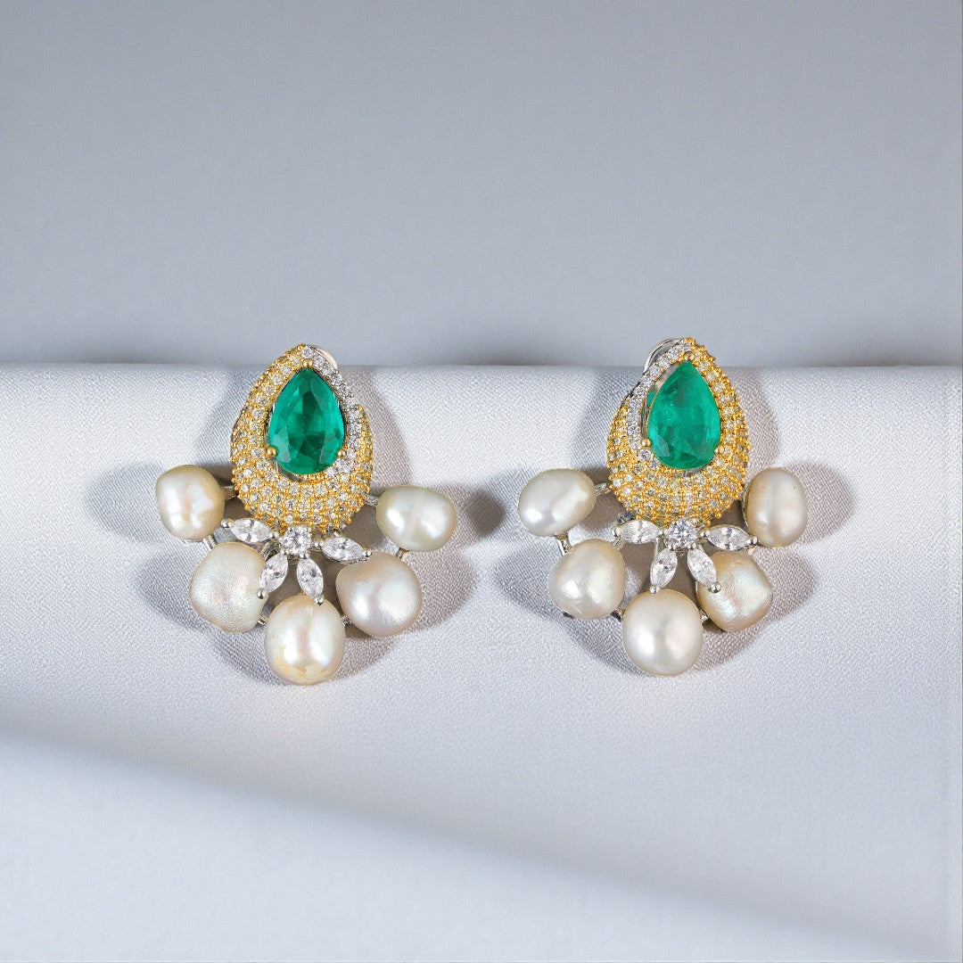 Emerald & Pearl Fusion Earrings
