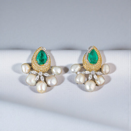 Emerald & Pearl Fusion Earrings