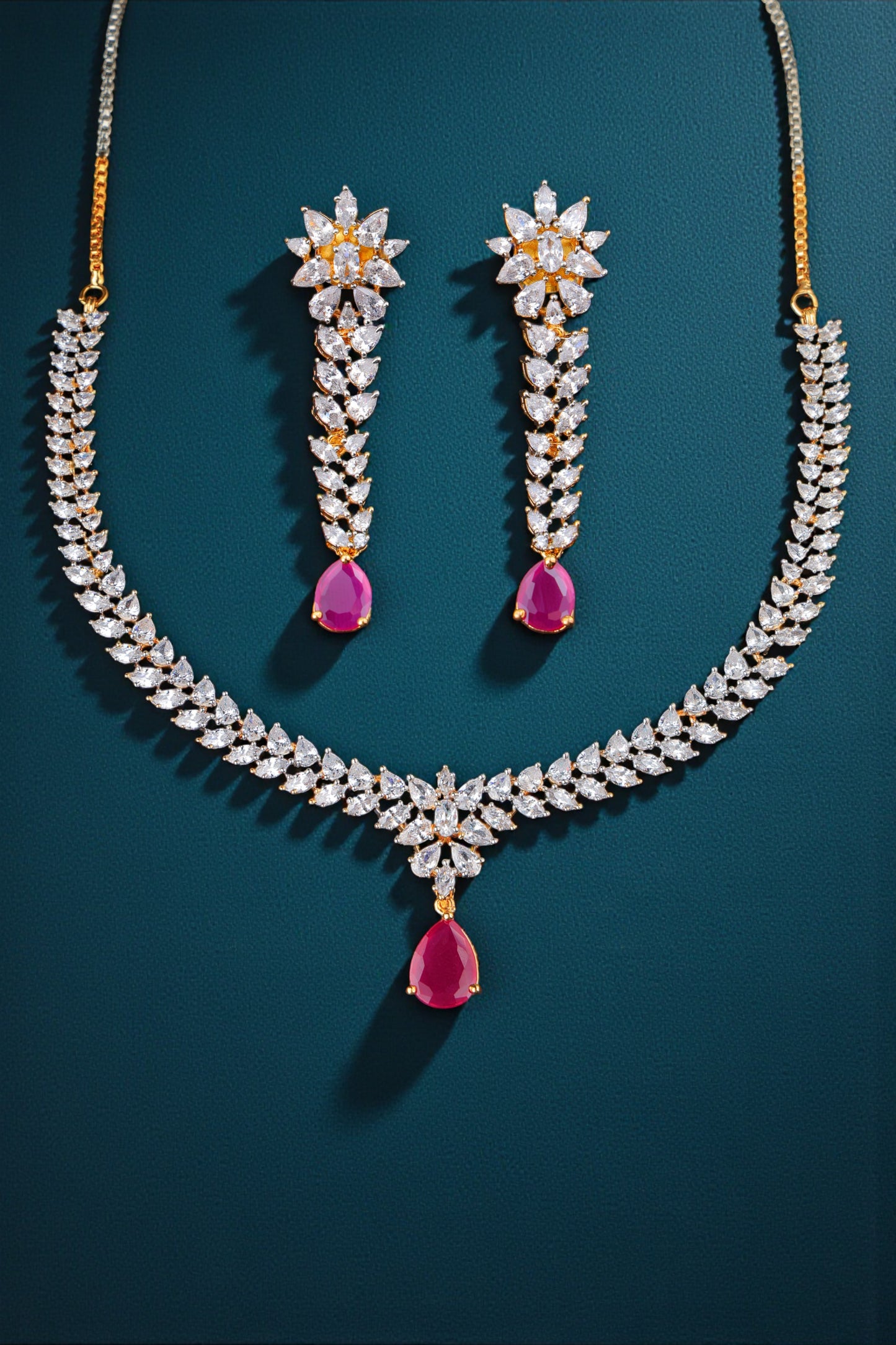 Delicate Ruby Necklace Set