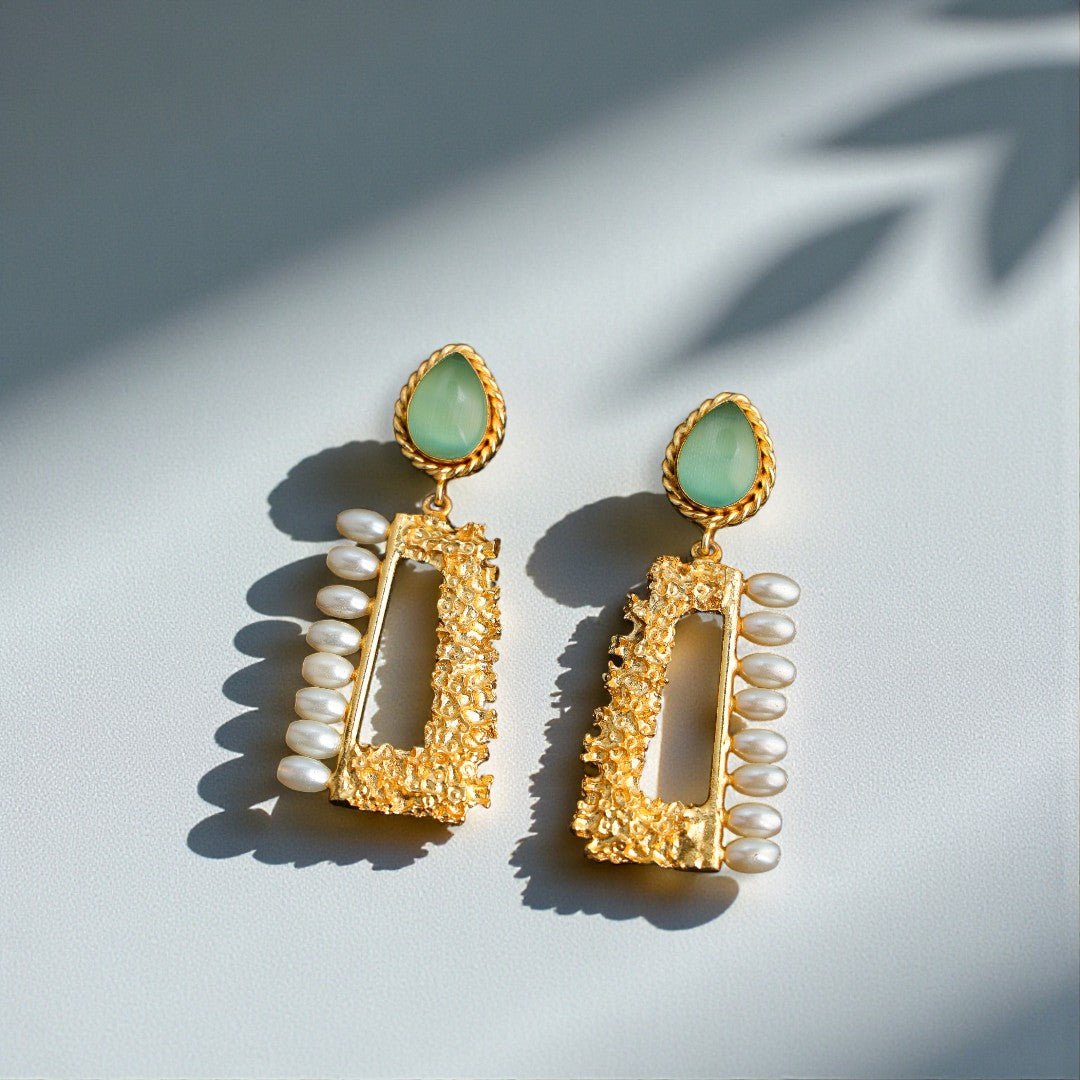 Mint Grid Pearl Drops