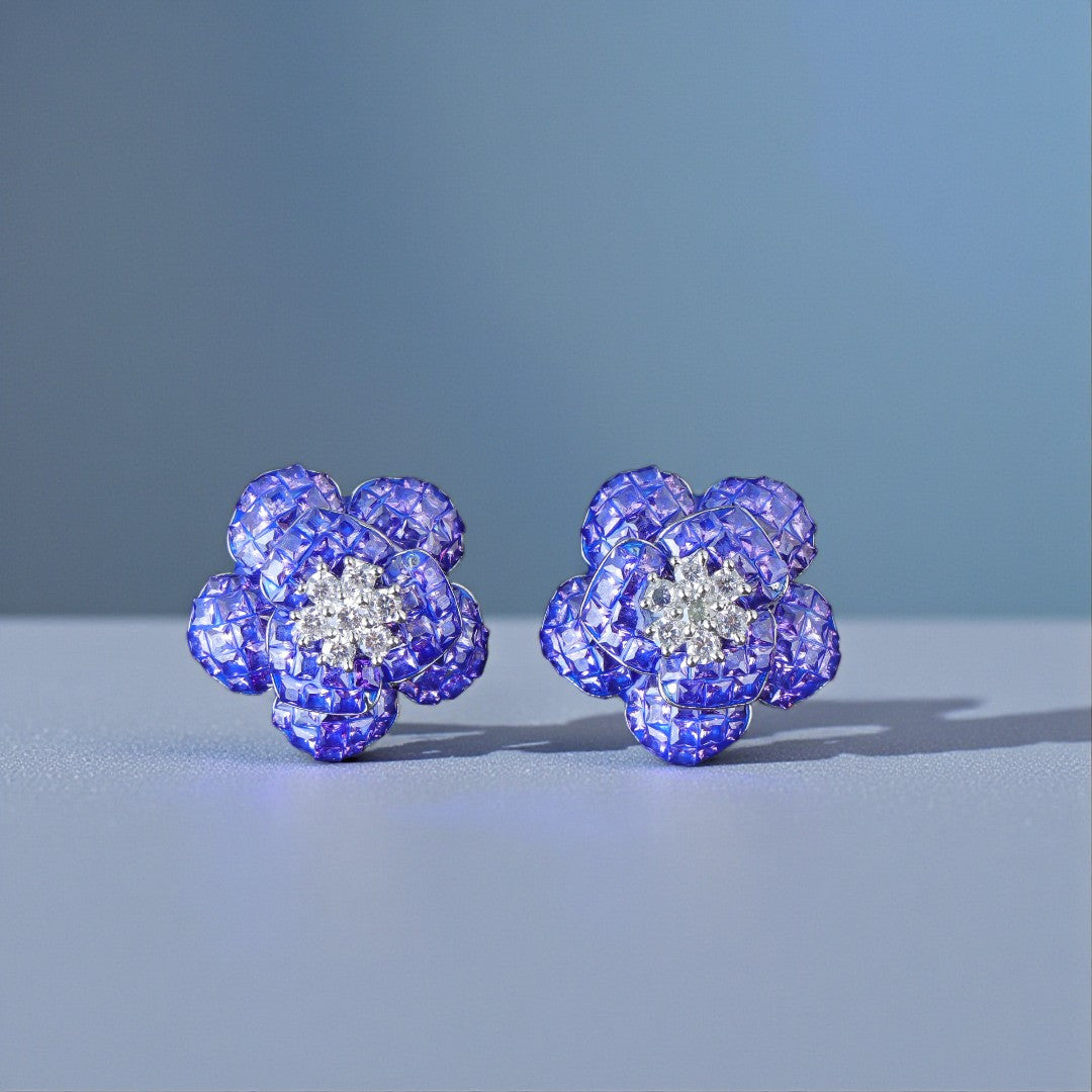 Aqua Floral Studs