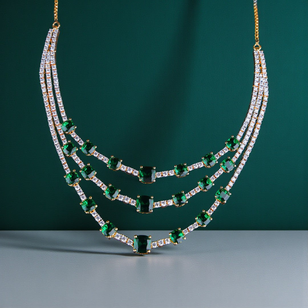 Emerald Trinity Necklace Set