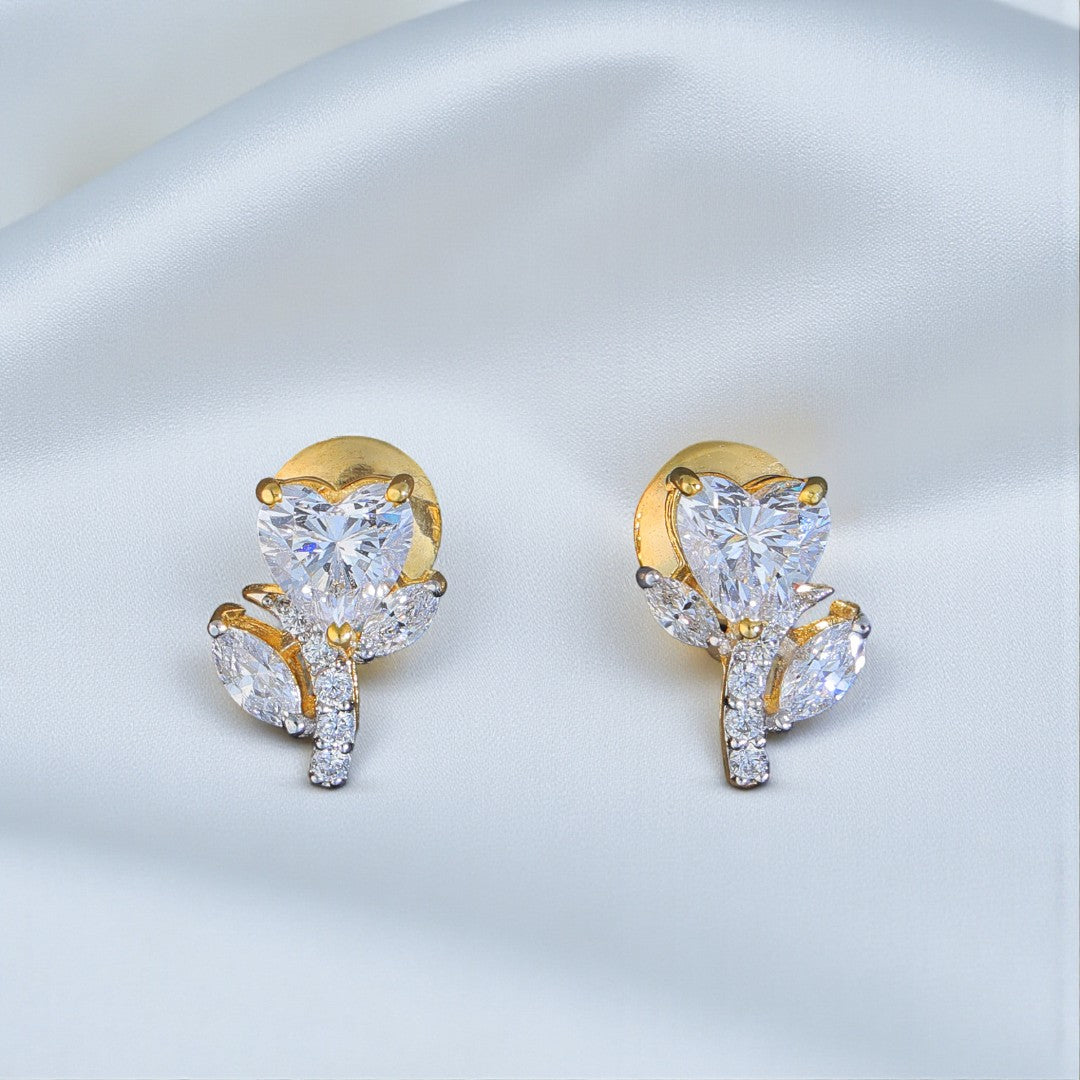 Silver Heart Blossom Studs