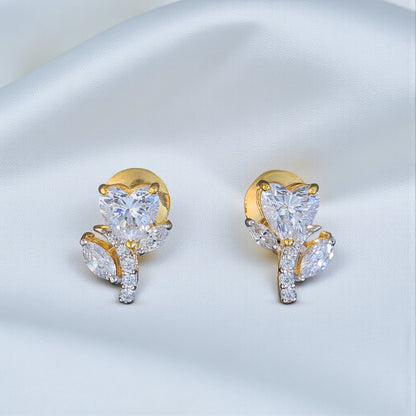 Silver Heart Blossom Studs