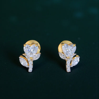 Silver Heart Blossom Studs