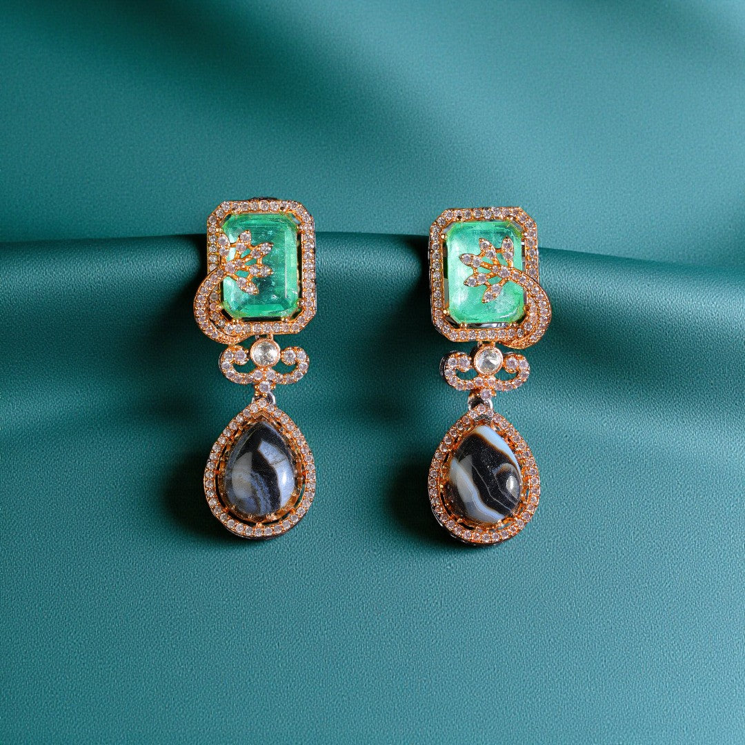 Emerald Azure Bloom Earrings