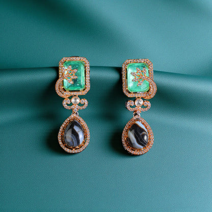 Emerald Azure Bloom Earrings