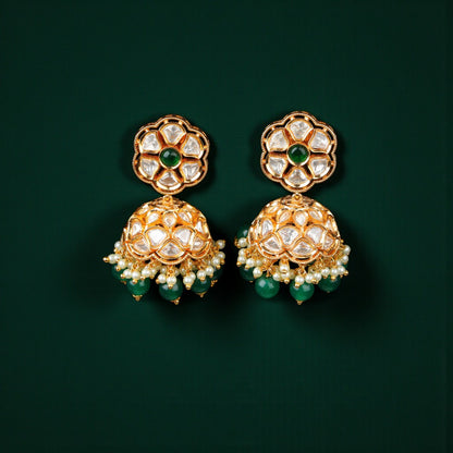 Green Polki Jhumkas