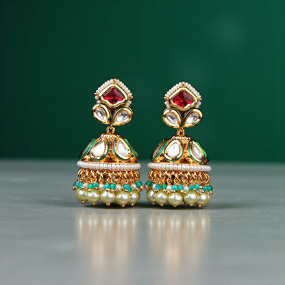 Delicate Polki Jhumkas