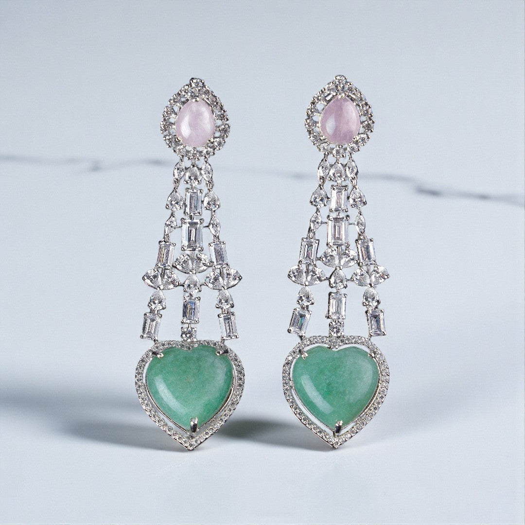 Silver Turquoise Heart Drops