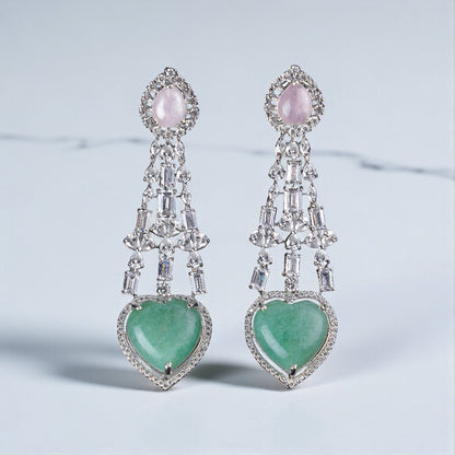 Silver Turquoise Heart Drops