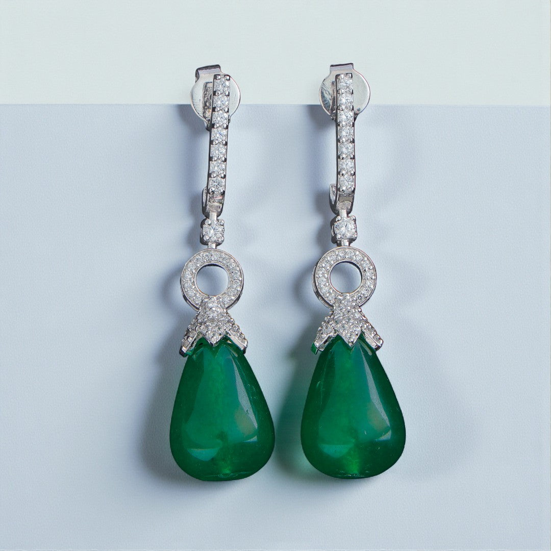 Pure Silver Emerald Drops