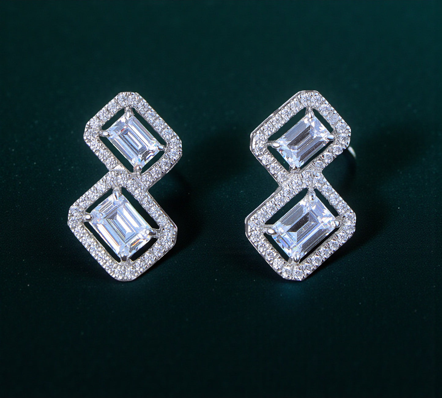 Pure Silver Emerald Studs
