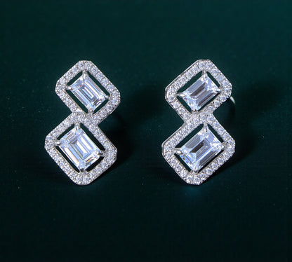 Pure Silver Emerald Studs