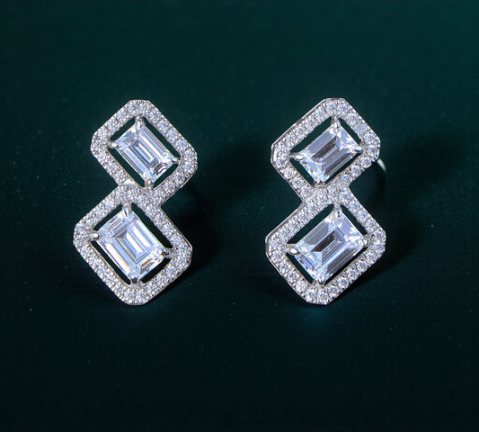 Pure Silver Emerald Studs
