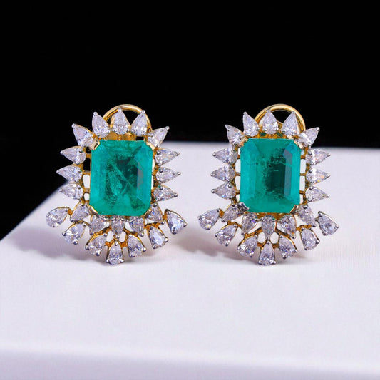 92.5 Silver Emerald Bloom Studs