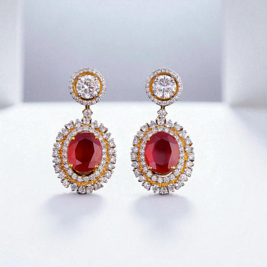92.5 Silver Ruby Radiant Earrings