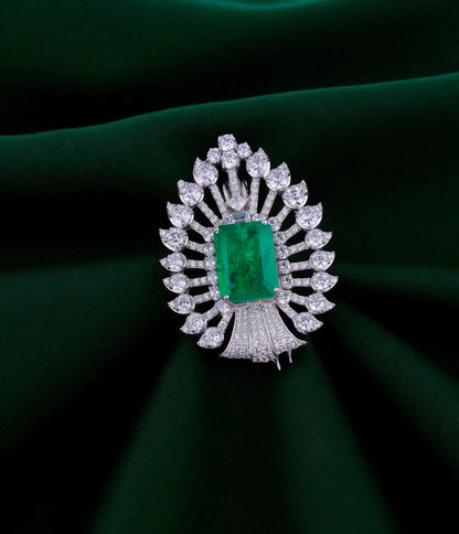 92.5 Emerald Majesty Brooch